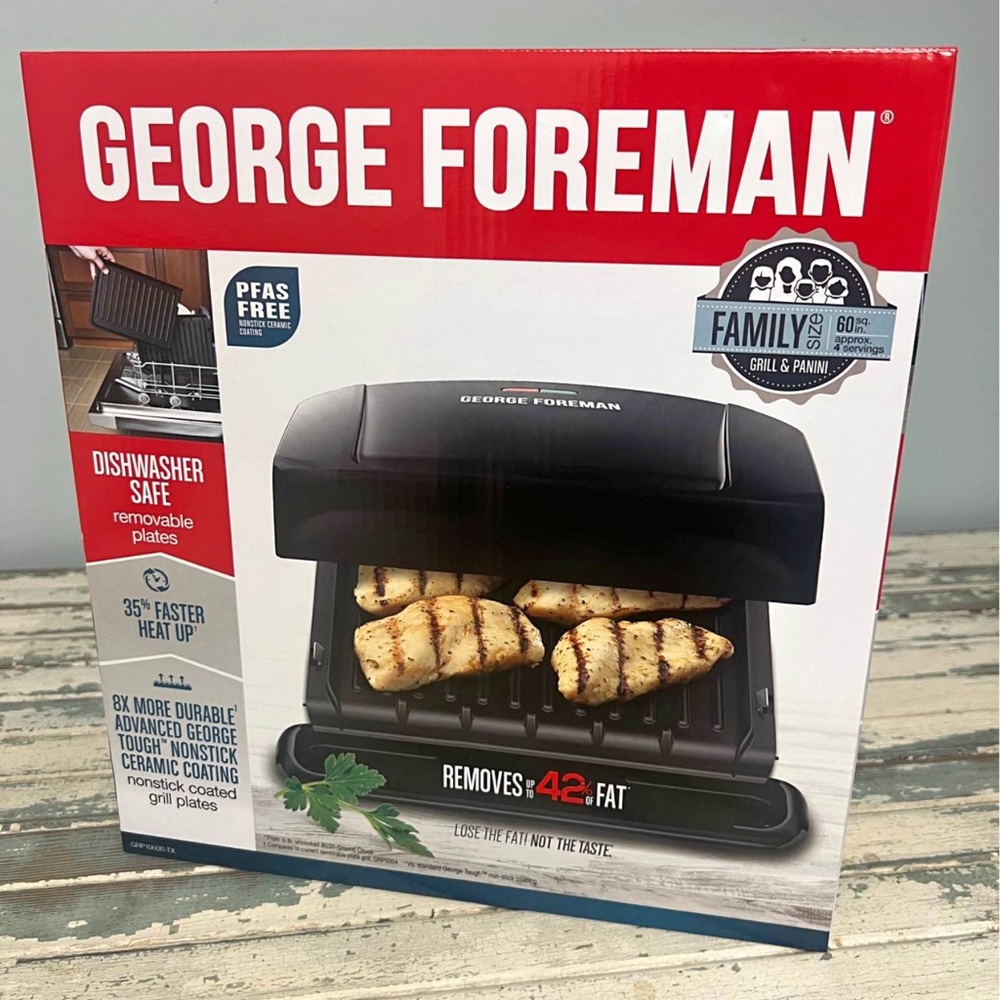 NWT George Foreman Electric Grill - Black with Red Box